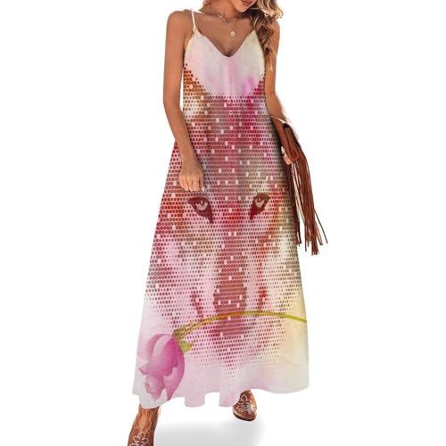 Robe longue femme été légère sans manches vêtement de plage et vacances maxi