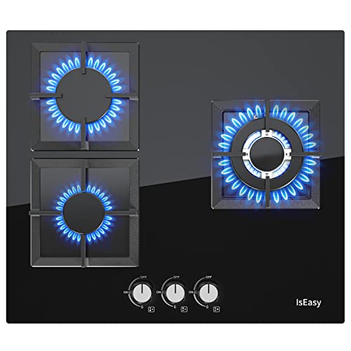 Placa de gas 3 Fuegos,Placa Cristal Gas,Acabado en Cristal ...