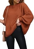 PRETTYGARDEN Women's 2025 Crewneck Batwing Sleeve Loose Oversized Chunky Knitted Pullover Sweater Tops Fall Ladies Sweaters (Orange,Medium)
