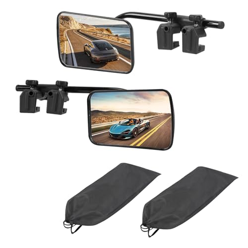 CAFOPAR Clip-On Mirror Extenders for Towing - 360° Adjustable Side Mirror Extensions with Flat Locking Design，Tool-Free Installation compatible with RV, SUV, Trucks, Vans, Trailers (1 Pair)