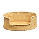 Woven Dog Bed Basket, Large Dog Basket with Mattress,Wicker Flexible Handmade Dog Bed, Round Dog Bed (Small)