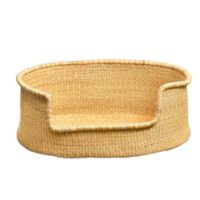 Woven Dog Bed Basket, Large Dog Basket with Mattress,Wicker Flexible Handmade Dog Bed, Round Dog Bed (Small)