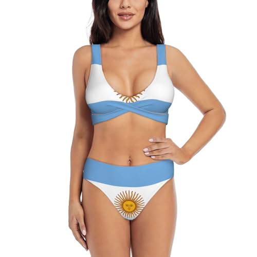 Maillot de bain 2 pièces ventre plat pour femme camoufler les rondeurs imprimé argentin