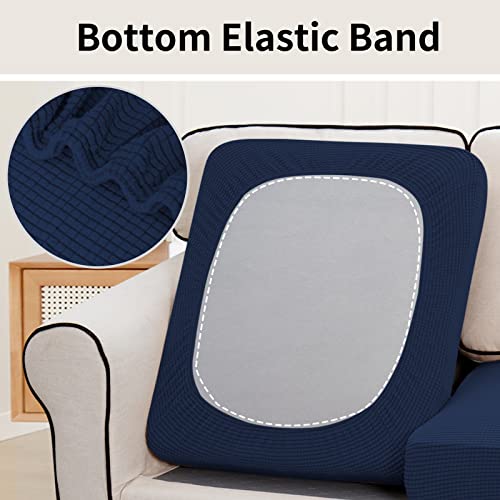 Image of Easy-Going Stretch 3 Pieces Couch Cushion Cover for Sofa Seat | Furniture Protector Sofa slipcover for 3 Cushion Couch Washable Soft with Elastic Bottom Navy