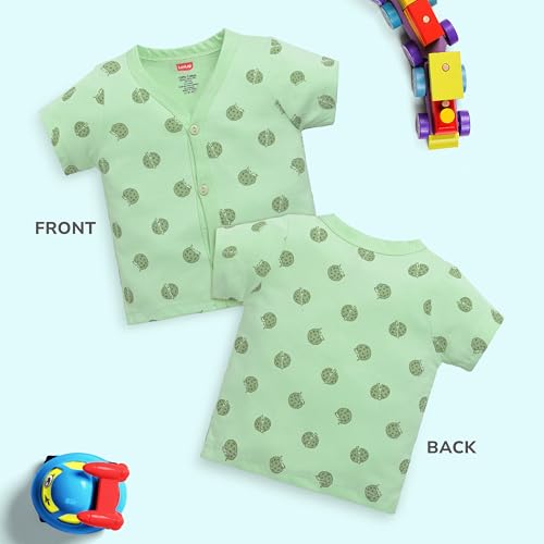 Image of LuvLap Baby Girls Regular Fit 100% Cotton Half Sleeves Girls Jhabla Shirt Pack of 4