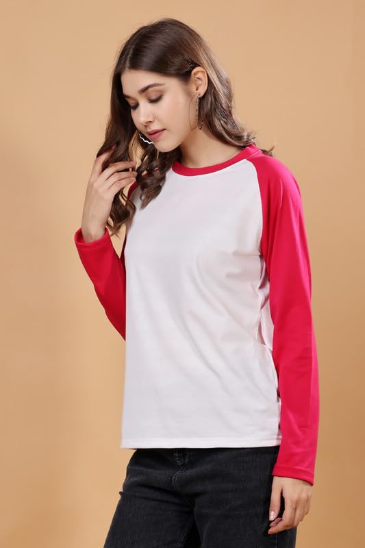 Image of London Hills Women's polyester Regular Fit Raglan Tshirts || Raglan Sleeve Tshirt || Full Sleeve t Shirt || Raglan Tops|| Regular Tshirt