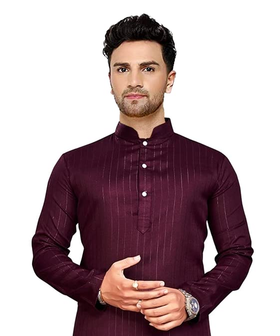 Image of Men's Textured Lining Ethnic Kurta Pajama Set Combo