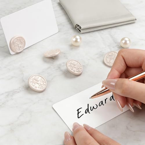 UNIQOOO 24Pcs Magnolia Wax Seal Place Card Holders, Champagne Name Card for Wedding Engagement Decor, Tea Party Table Setting, Name Tag, Party Food Labels - Thumbnail 6