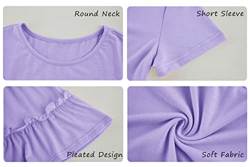 Image of Haloumoning Girls Crew Neck T Shirts Peplum Babydoll Tops Tees 4-15 Years | Girls T-Shirts, Casual Loose Tunic Tops, Cute Ruffle T Shirts, Short Sleeve Shirts, Long Sleeve Blouse