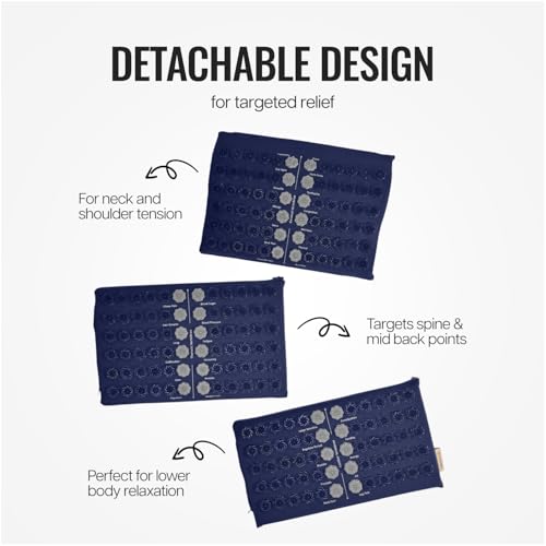 Image of Wiselife Acupressure Mat and Pillow Set with Bag - Large 71x44 cm Spike Acupressure Mat for Back & Neck Pain Relief, Muscle Relaxation, Stress Relief & Sciatica Support (Blue)