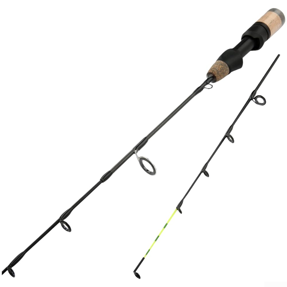 Caña de pescar telescópica de fibra de carbono de 60 cm para pesca en hielo con puntas dobles suaves y duras que proporcionan sensibilidad y rendimiento