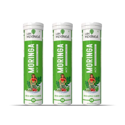 Image of Apple Cider Vinegar With Moringa Tablet for Weight Loss- 45 Tablets. Helps Boost Metabolism & Immunity with Moringa Superfood Extracts Natural Energy Effervescent-15 Tablets (Pack of 3)