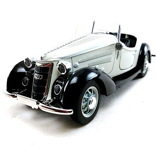 Image of DEOXY 1:32 Scale Vintage Car Die-Cast Metal Pullback Car Toy with Friction Powered, Lights, and Sounds for Kids Boys and Girls Children (White)