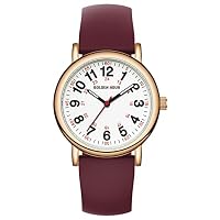 GOLDEN HOUR Waterproof Nurse Watch for Medical Professionals, Students Women Men - Military Time Luminouse Easy Read Dial, 24 Hour with Second Hand, Colorful Silicone Band in Rose Gold Wine Red — image 2