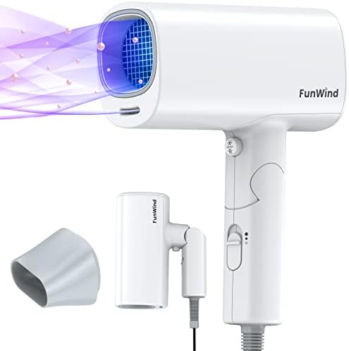 Slopehill Professional Hair Dryer, 1875W Ionic Blow Dryer with Magnetic Attachment, Travel Hair Dryer with Foldable Handle, Constant Temperature Hair Care Without Damage, Lightweight & Portable