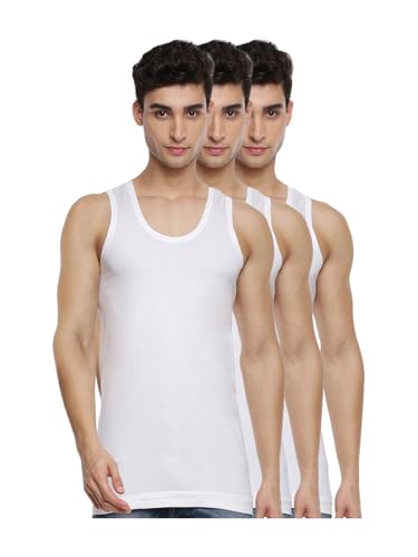 Image of RAMRAJ COTTON Men's Comfort Combed Cotton Sleeveless White Vest /Banian | Scoop Neck Super Breathable Undershirt