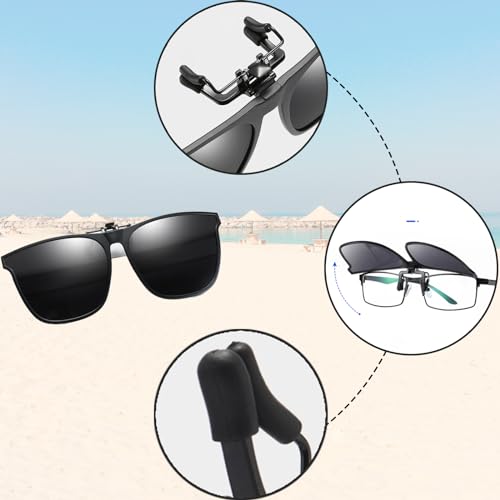 Babbblisio-Clip-on-Sunglasses-clip-on-sunglasses-mens-Flip-up-Rimless-Myopia-sunglasses-clip-on-Easy-to-Put-on-and-Take-off-One-handed-over-glasses-sunglasses-for-men-Sunglasses-for-Driving-Travel