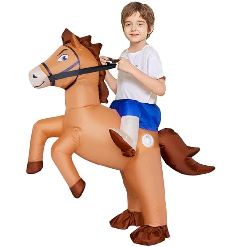 Poptrend Costume de cheval gonflable pour adultes et enfants, costume de cheval gonflable pour hommes et femmes, pour Halloween, fête costumée (enfants)