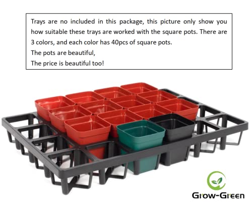Rootrimmer 120-Pack 2.7"X2.7" Square Plastic Nursery Pot 3" Deep Succulent Pots Small Flower Planter Seeds Starter Pots With Drainage (Green,Black,Red 40Pcs Each) #TOP6