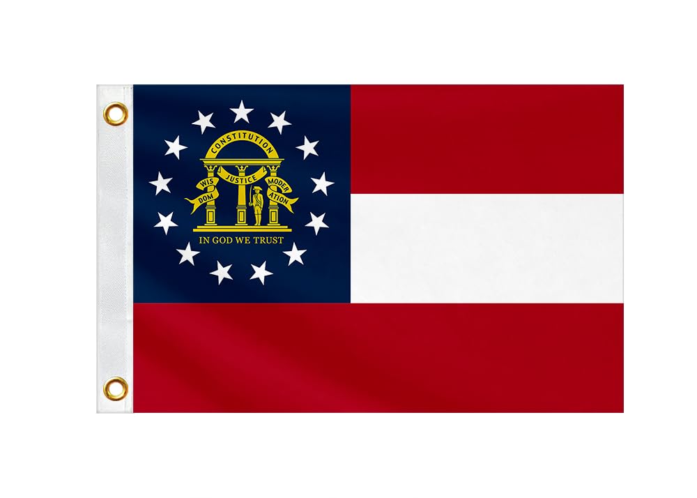 Double Sided Georgia State Boat Flag 16x24 Inches for Bike Motorcycle Truck Small GA Nautical Flag 220D Heavy Duty Printed Nylon with 2 Brass Grommets