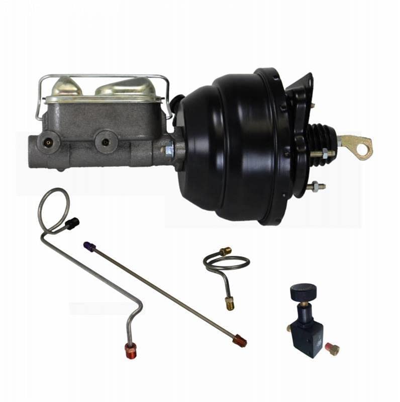 Photo 1 of 8 Inch Dual Diaphragm Power Brake Booster, 1 Inch Bore Master Cylinder With Brake Line Kit And  (Black)