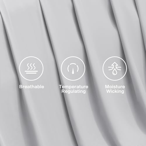 Image of Andency Light Grey Queen Sheets Set 100% Viscose Derived from Bamboo | Cooling Summer Sheets, Deep Pocket Up to 16 inch, Silky Soft Hotel Luxury Breathable Bedding Sheets & Pillowcases