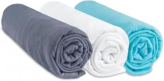 EASY DORT - Juego de 3 sábanas para Cuna (100% algodón, Gris Blanco Turquesa | sueño Saludable | Oeko-Tex | Fabricado en Europa
