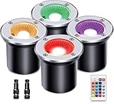 ALEDECO 4 Pack 3w 12v Low Voltage In-ground Lights LED Landscape Light Waterproof IP67 Pathway Lights Outdoor spotlights Trees Flags for Garden,Yard,Tree (RGB)