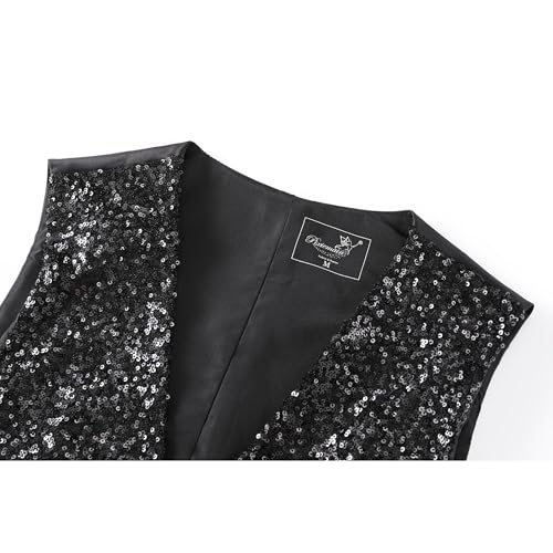 Sequin Vest Party Formal V-neck Shiny Waistcoat Bowtie Set for Wedding Events Mardi Gras St Patricks day Carnival4
