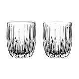 GLigeT Jugos Tazas de vidrio talladas con rayas vintage, vasos transparentes sin plomo, 285/355 ml Soda(Pequeño)