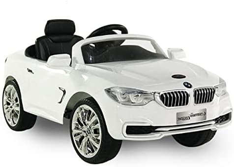 BMW 4-Series - First Drive - 12v Kids Cars - Dual Motor Electric Power Ride On Car with Remote, MP3, Aux Cord, Led Headlights, and Premium Wheels(White)