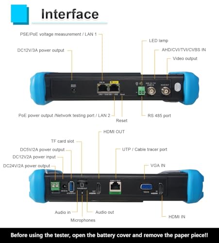 Image of EVERSECU 7 Inch Touch Screen CCTV Tester Supports Up to 8K IP Camera & 8.0 Megapixel HD & CVBS Analog Camera, TDR Cable Test, Built in Wi-Fi, Video Level Meter, POE /DC Power Output
