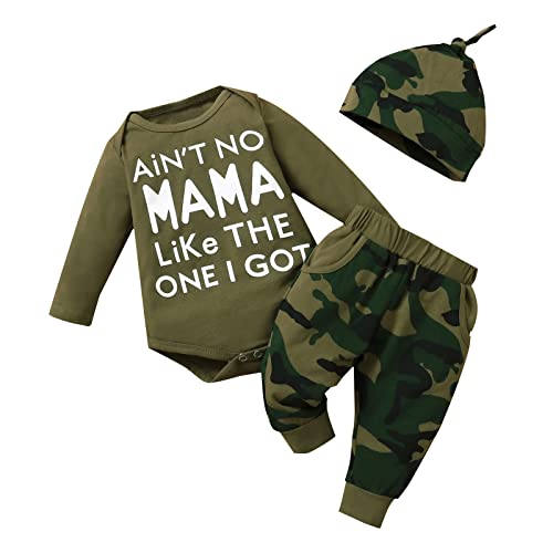 Image of Aoswep Newborn Infant Baby Clothes Long Sleeve Romper + Pants + Hat 3PCS Outfits Set
