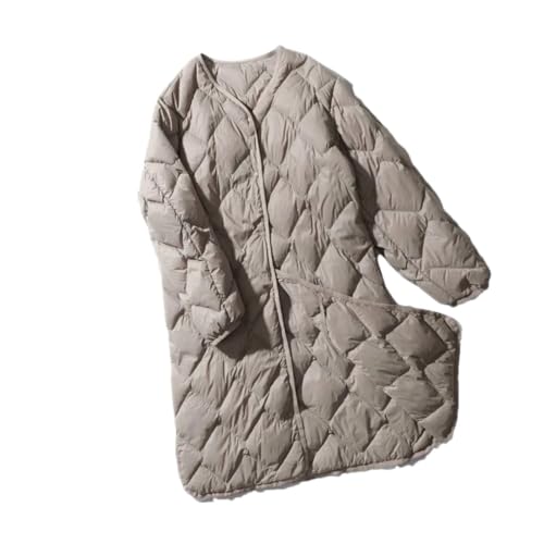 Women Long Ultra Light Puffer Jacket White Duck Down Coat Warm O-Neck Parkas