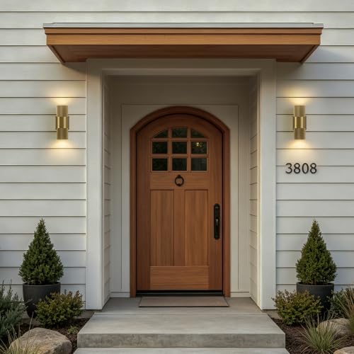 Image of Modern LED Outdoor Wall Sconce, 10 inch Gold Up and Down Wall Lights