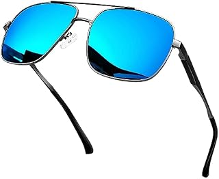 KANASTAL Large Frame Polarised Square Sunglasses UV400 Protection Metal Mirrored Men and Women for Driving Partying Shopping Traveling Fishing
