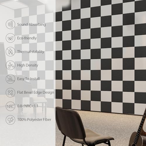 Image of 12 Pack Square Acoustic Panels Self Adhesive Sound Proof Foam(Black)
