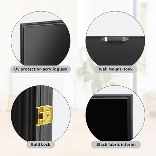 Image of PiaoHao19x14 Pin Display Case Pin Collection Display Case with 98% UV Protection Acrylic Door for Military Medals, Jewelry Pins, Pin Gift, Insignia Ribbons, Beach Tags, Pin Collectibles