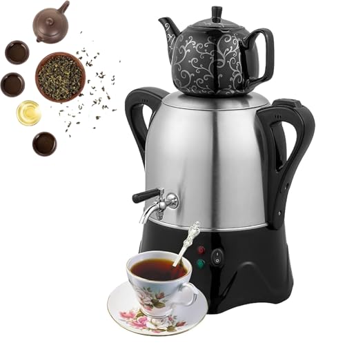 QINPI Tetera Eléctrica Turca De 2000 W, De Acero Inoxidable De 3 L Y Cerámica De 1 L, con Función De Mantenimiento del Calor, para Café, Té Aromático Y Té Turco