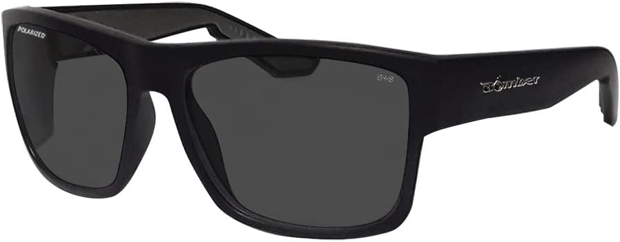 BOMBER Safety Glasses fits Men Women, Polarized Smoked Lens, Matte Black Frame with Non slip Foam Lining, Removable Side Shields included, z87 Compliant - Clutch CL111