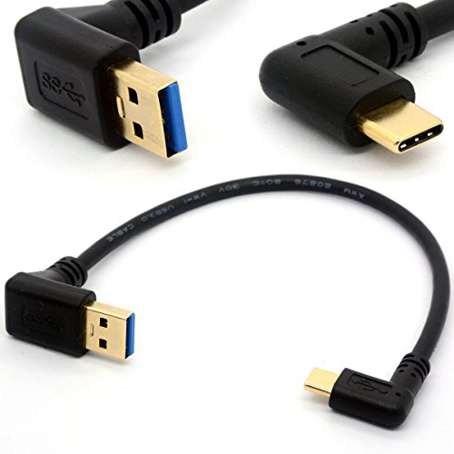 Extensión de cable USB en ángulo enchapado en oro C 90 grados tipo C a USB 3.0 Convertidor en ángulo recto macho Sincronización de datos Cable de carga USB-C (TypeC 90°-USB3.0 Down)