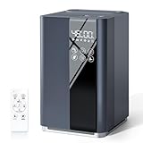 【2025新登場・AIスマート】 加湿器 大容量 5L 知能恒湿 ハイブリッド式加湿器 加熱式 &超音波式 4重除菌 & マイナスイオン 抗菌カートリッジ 空気清浄機能 100℃高温除菌 アロマ対応 上から注水 パワフル加湿 省エネ 静音設計 リモコン付き 空焚き防止 乾燥対策/花粉症対策 新生活 寝室/オフィス/会社/家庭用 日本語取扱説明書付き (ダークグレー)