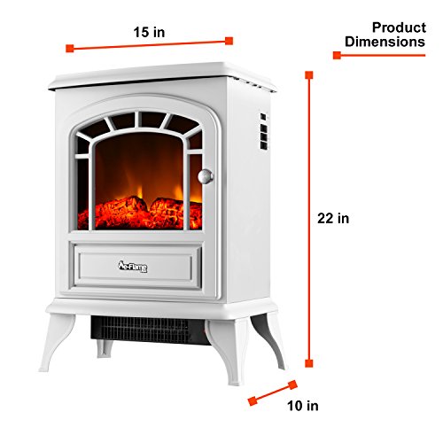 e-Flame USA Aspen Freestanding Electric Fireplace Stove - 3-D Log and Fire Effect (White)