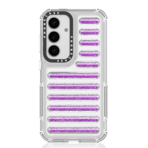 Coque Galaxy S25 Plus rigide et transparente à paillettes violettes pour une protection chic