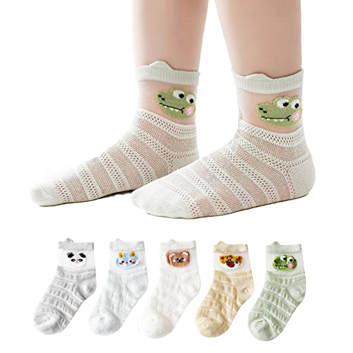Hopply 5 Pairs Boy Girl Summer Toddler Infant Ankle Pointelle Eyelet Soft Cotton Thin Mesh Socks Unisex Ice Silk Socks (As1, Age, 1_Year, 3_Years, 5Pairs-A, S) #TOP14