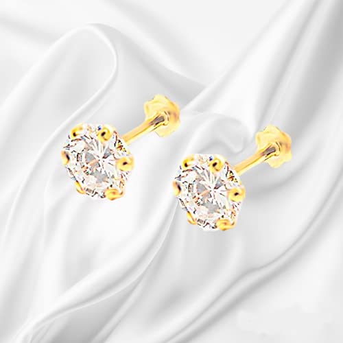 Premokshi Pure Yellow 14K Gold Stud Ear tops Earring For Women, Children, Man, Boys and Girls - Image 5