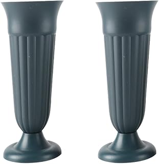 Mikikit Grave Cone Vase with Stake 2-Pack Plastic Cemetery Flower Vase for Grave Flowers Memorial Arrangements Lawn Placement 4.13 X 4.13 X 9.84 in