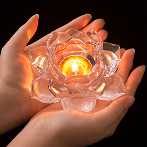 Goldeal 8PCS 8 Pcs Lotus Candle Holders, Tealight Tea Light Candle Holders, Votive Candle Holders Bulk, Clear Glass Candle Holder thumb #5