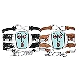 DIYthinker Dizzy Abstract Face Sketch Emoji Pulsera Pareja de Cuerdas de Cuero...