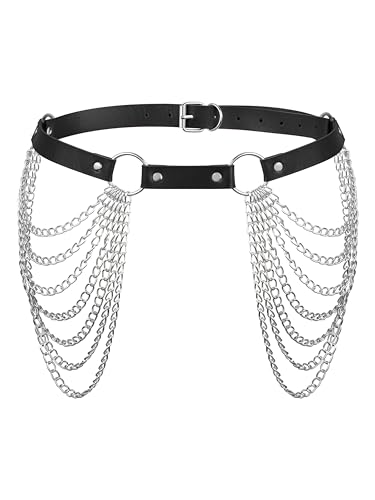 Sacina Gothic Punk Black PU leather Belt, Grunge Emo Black Studded Belt for Women, Goth Accessories